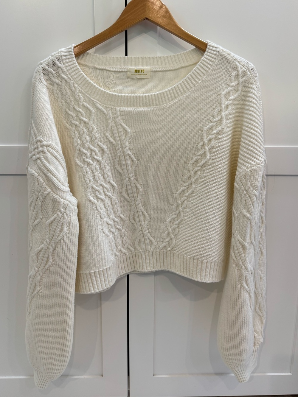 Maeve Anthropologie Cream Knit Sweater Size XL Cotton blend